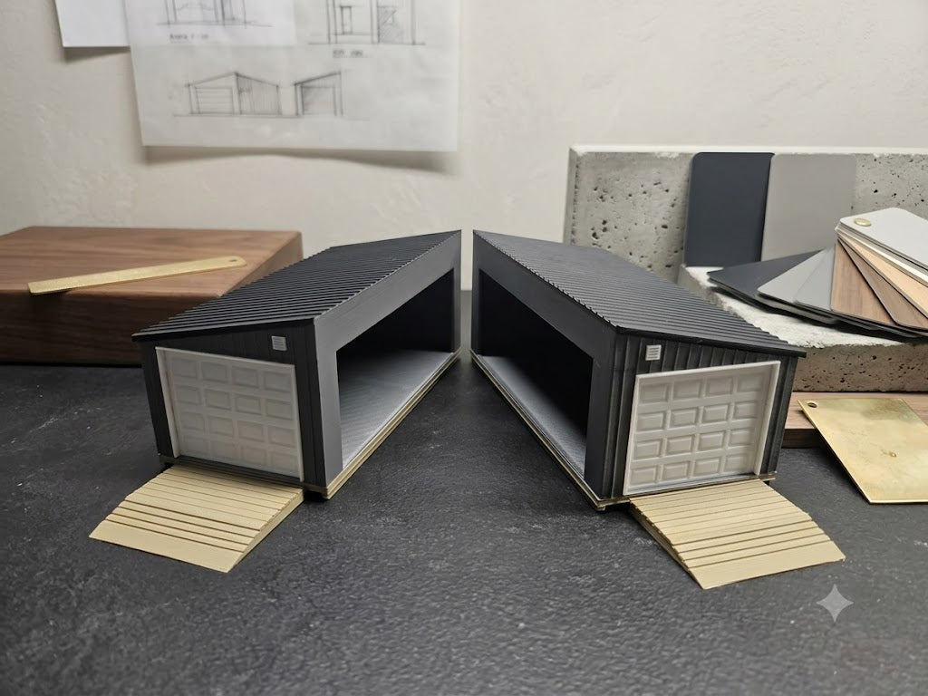 Two-Car Garage Model — Display Diorama (8×6×4)