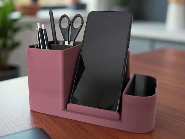 Office Desk Organiser with Integrated Phone Holder