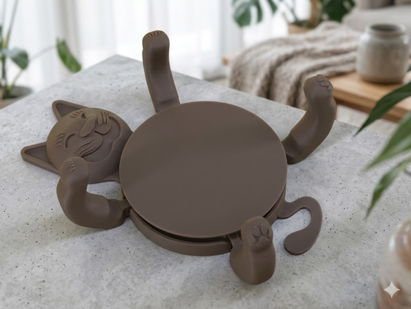 Cup Cuddler — Cat Coaster That Hugs Your Mug