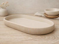 Japandi Ribbed Tray — 6-inch Decorative Saucer