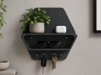 Modern Entryway Organiser Shelf with Key Hooks